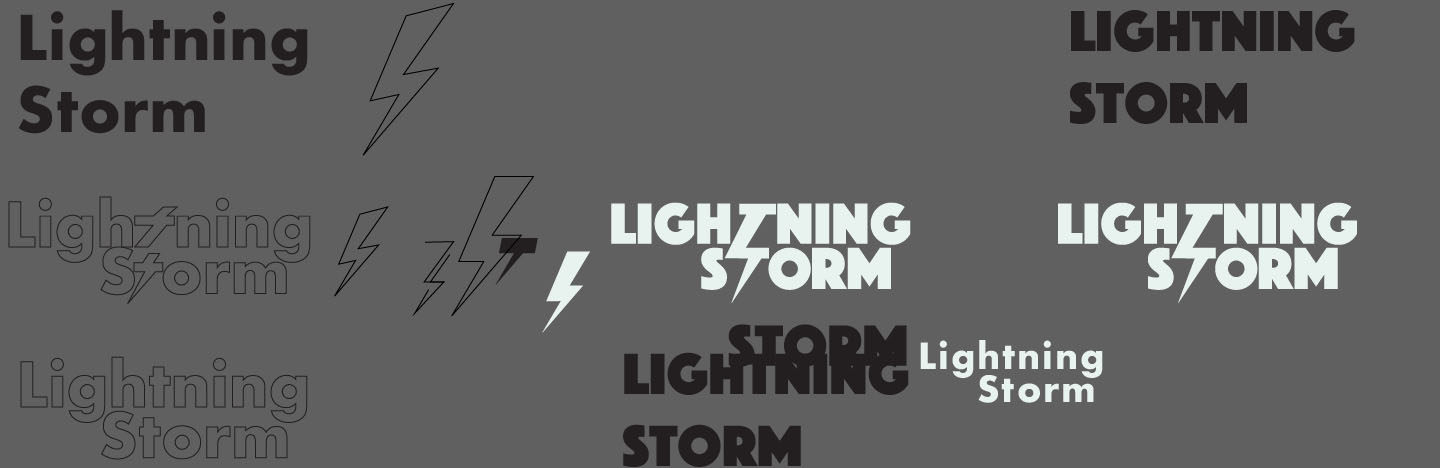 Type and layout studies for Lightning Storm web banner